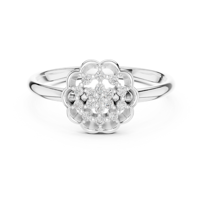 Evelisse Floral Halo Round  Diamond Ring