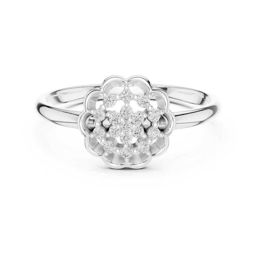 Evelisse Floral Halo Round  Diamond Ring