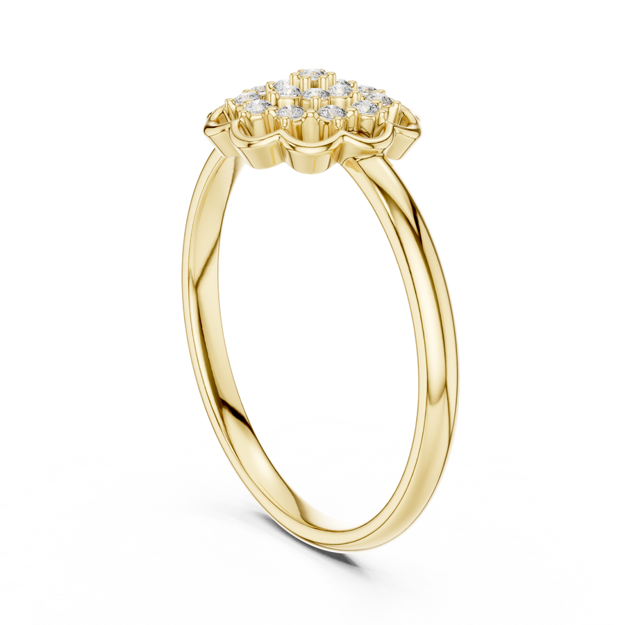 Evelisse Floral Halo Round  Diamond Ring
