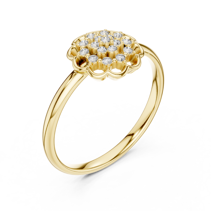 Evelisse Floral Halo Round  Diamond Ring