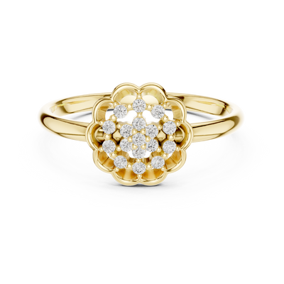 Evelisse Floral Halo Round  Diamond Ring