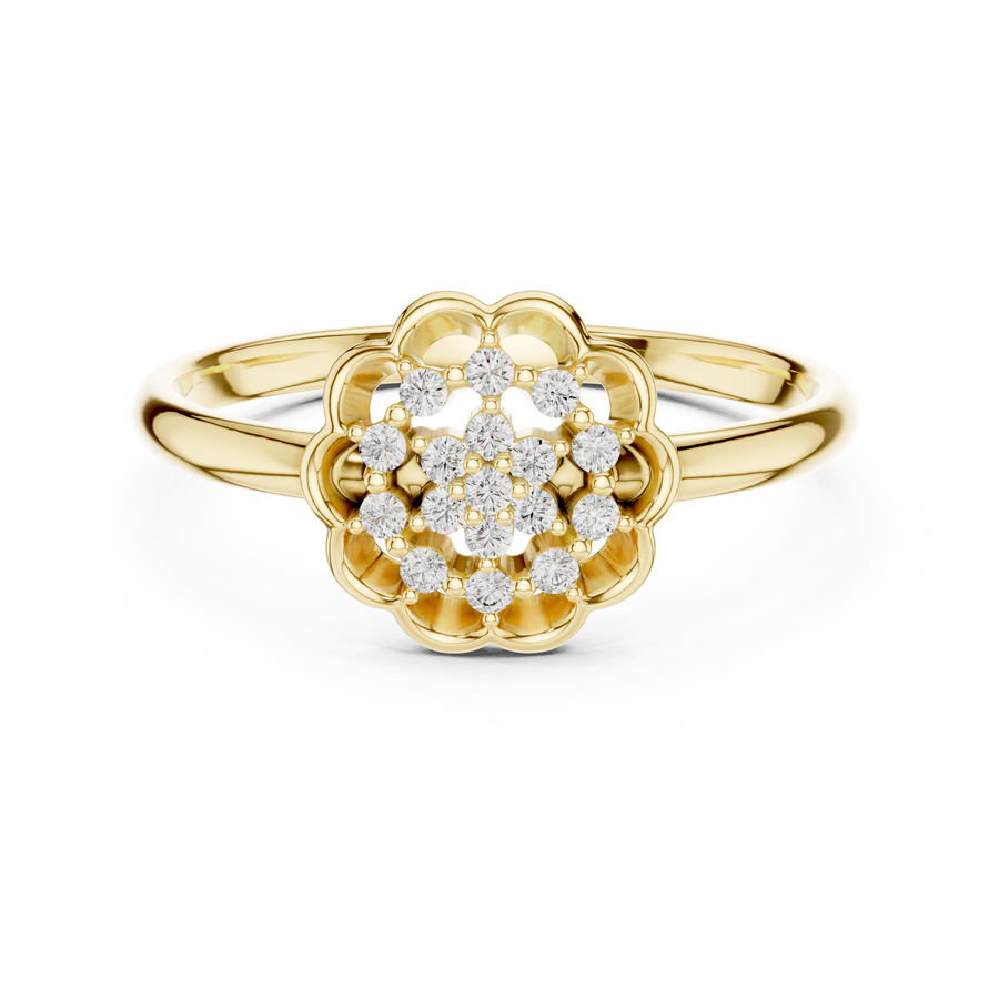 Evelisse Floral Halo Round  Diamond Ring
