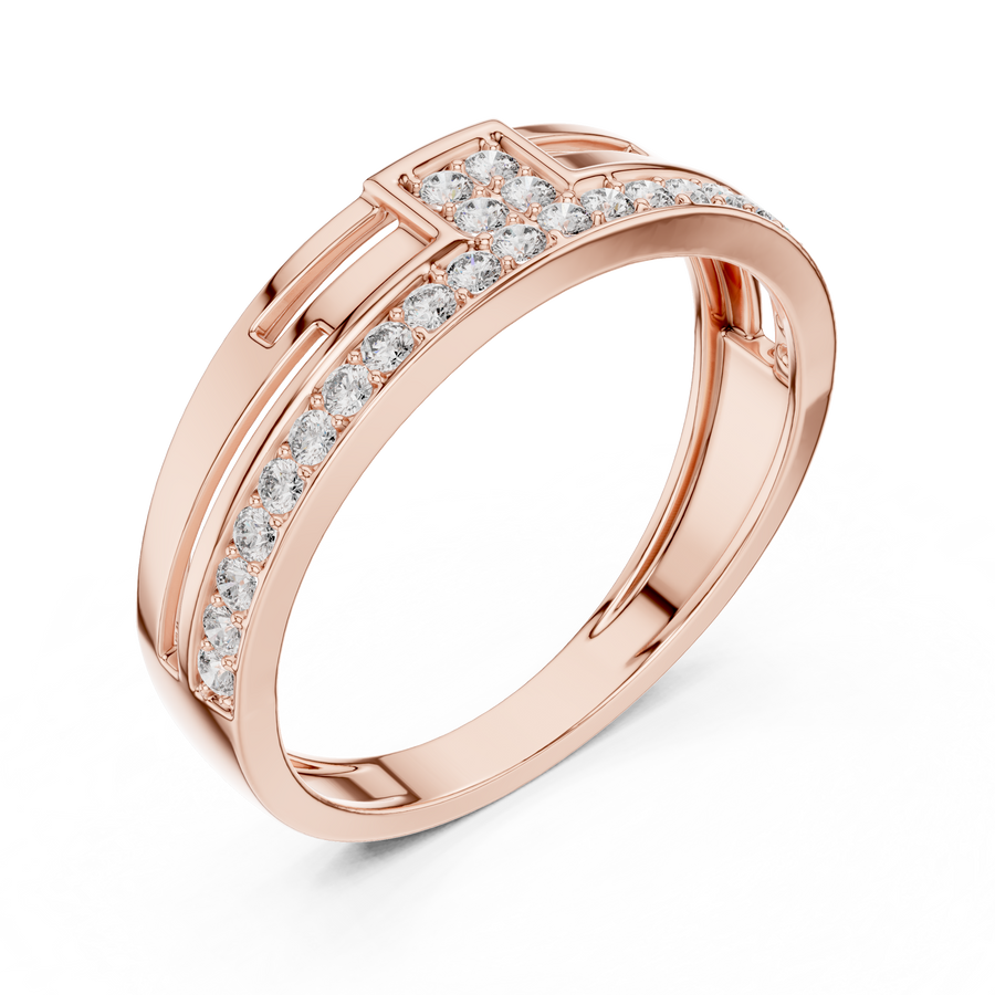 Cyravienne Linear Pavé Round Diamond Ring