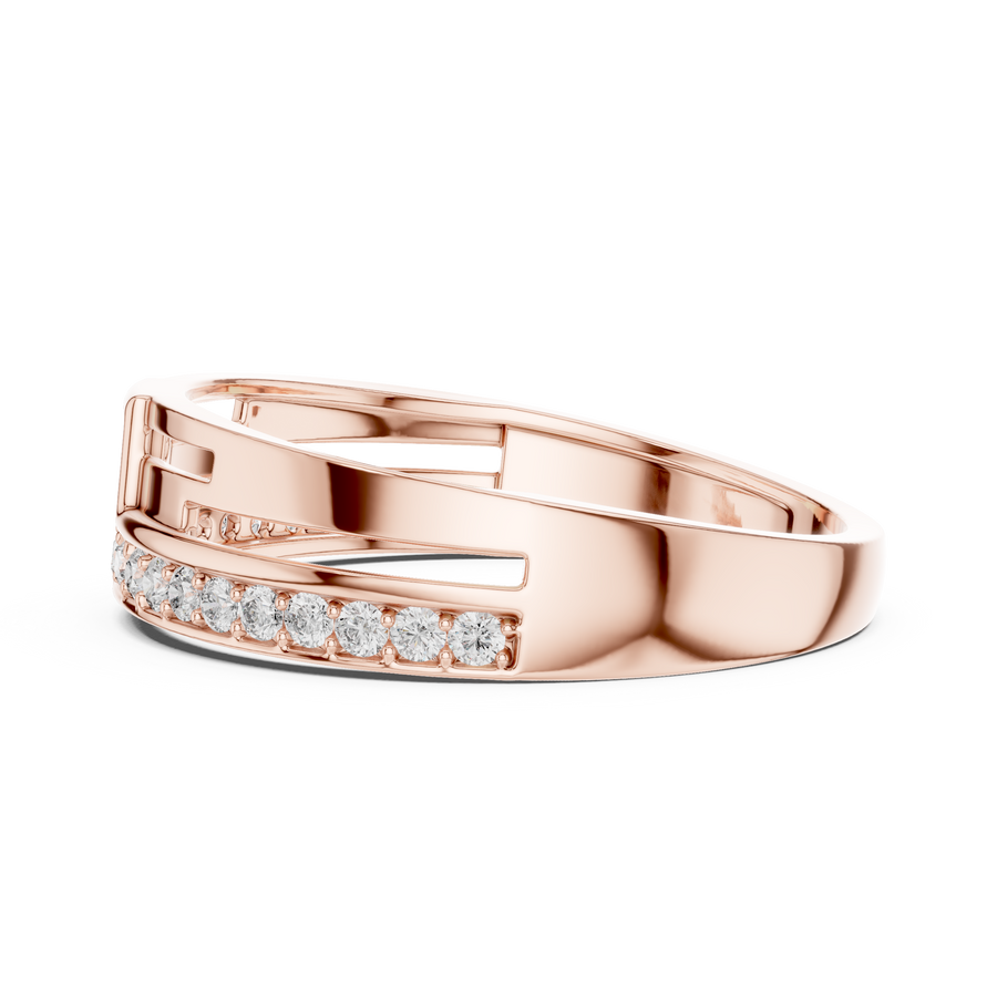 Cyravienne Linear Pavé Round Diamond Ring