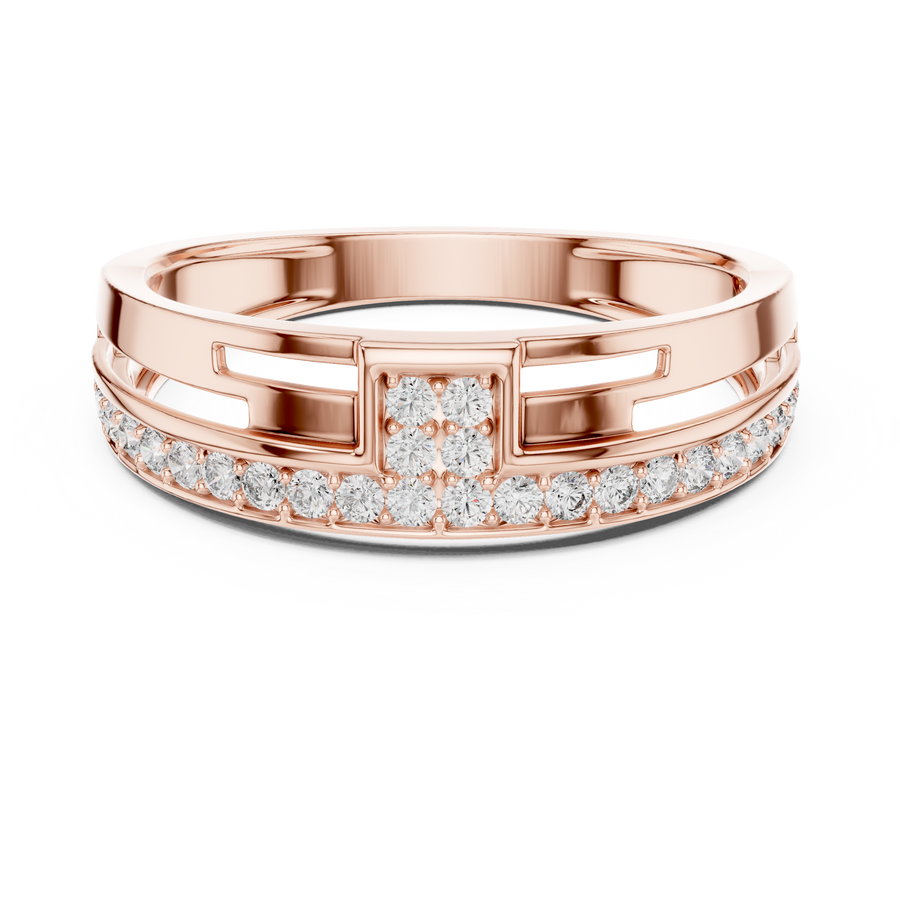 Cyravienne Linear Pavé Round Diamond Ring