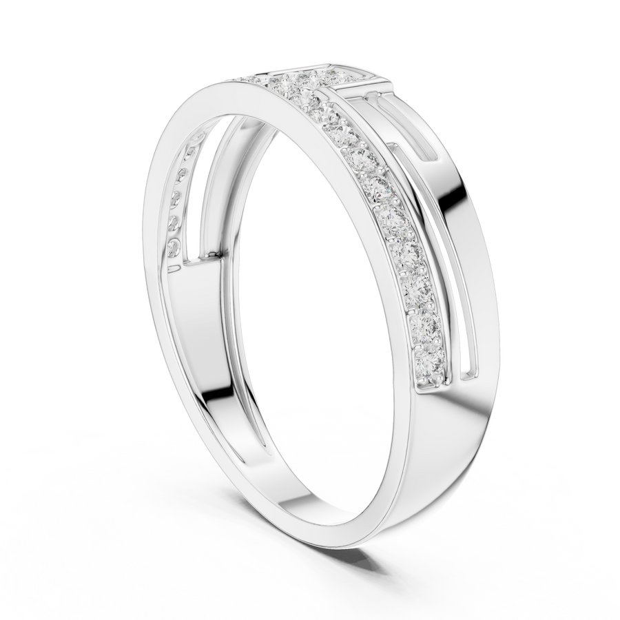 Cyravienne Linear Pavé Round Diamond Ring