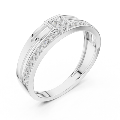 Cyravienne Linear Pavé Round Diamond Ring
