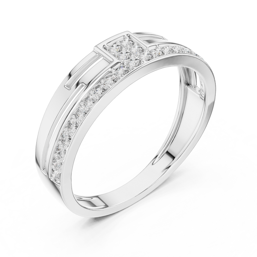 Cyravienne Linear Pavé Round Diamond Ring