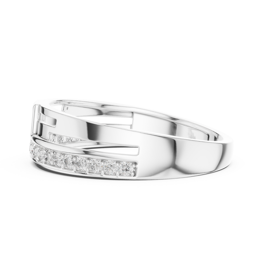 Cyravienne Linear Pavé Round Diamond Ring