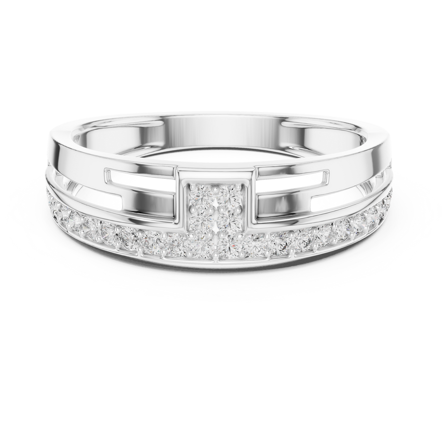 Cyravienne Linear Pavé Round Diamond Ring