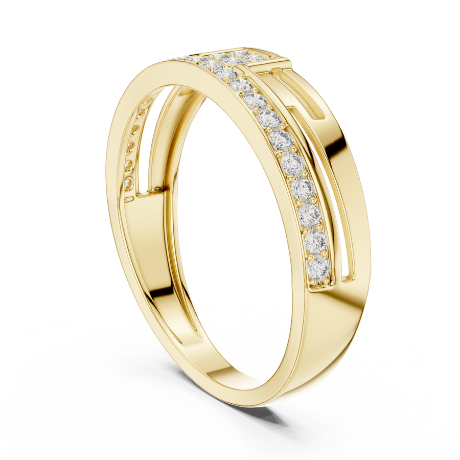 Cyravienne Linear Pavé Round Diamond Ring