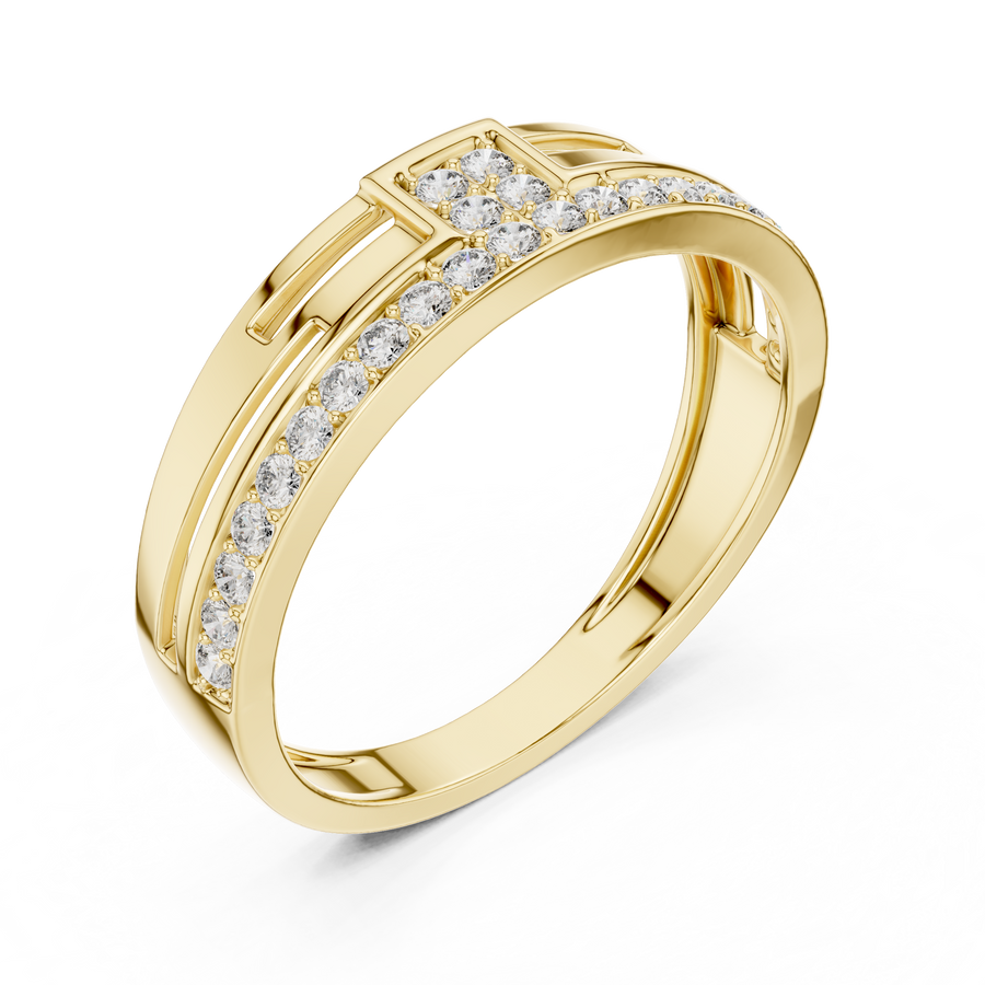 Cyravienne Linear Pavé Round Diamond Ring