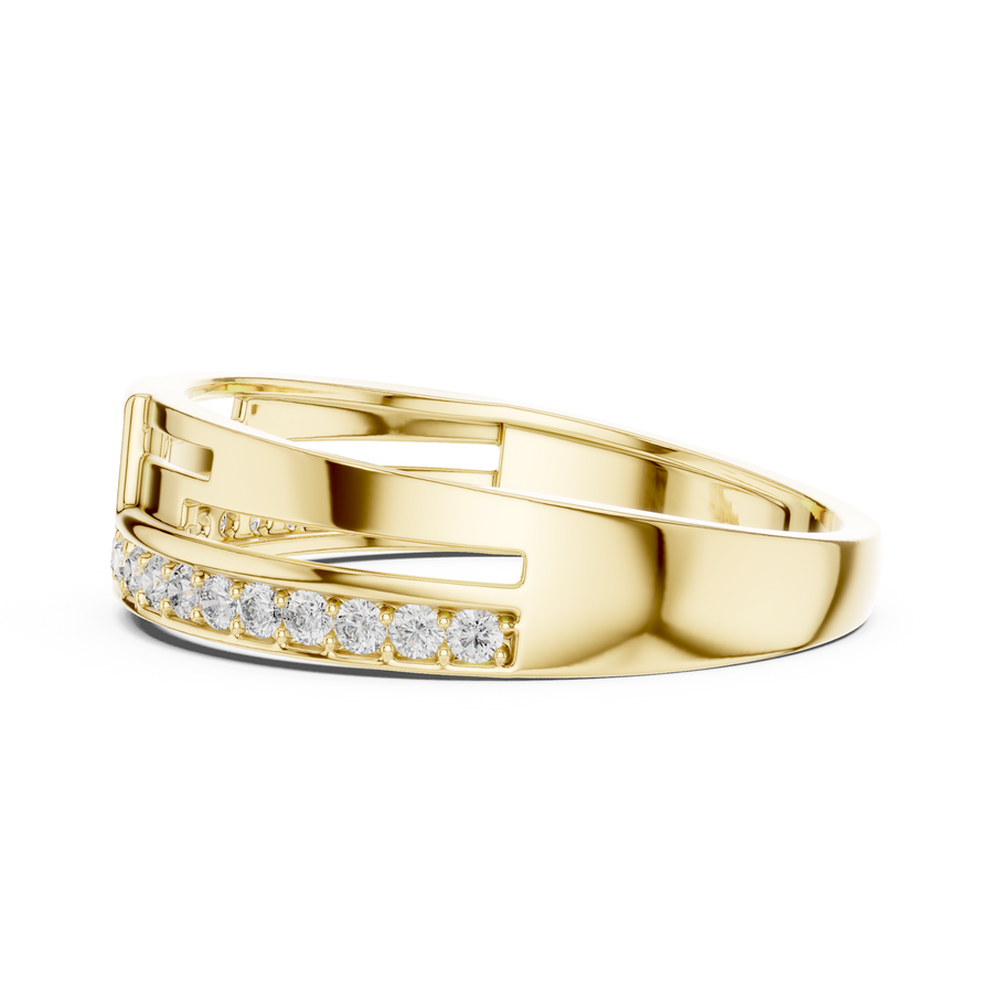 Cyravienne Linear Pavé Round Diamond Ring