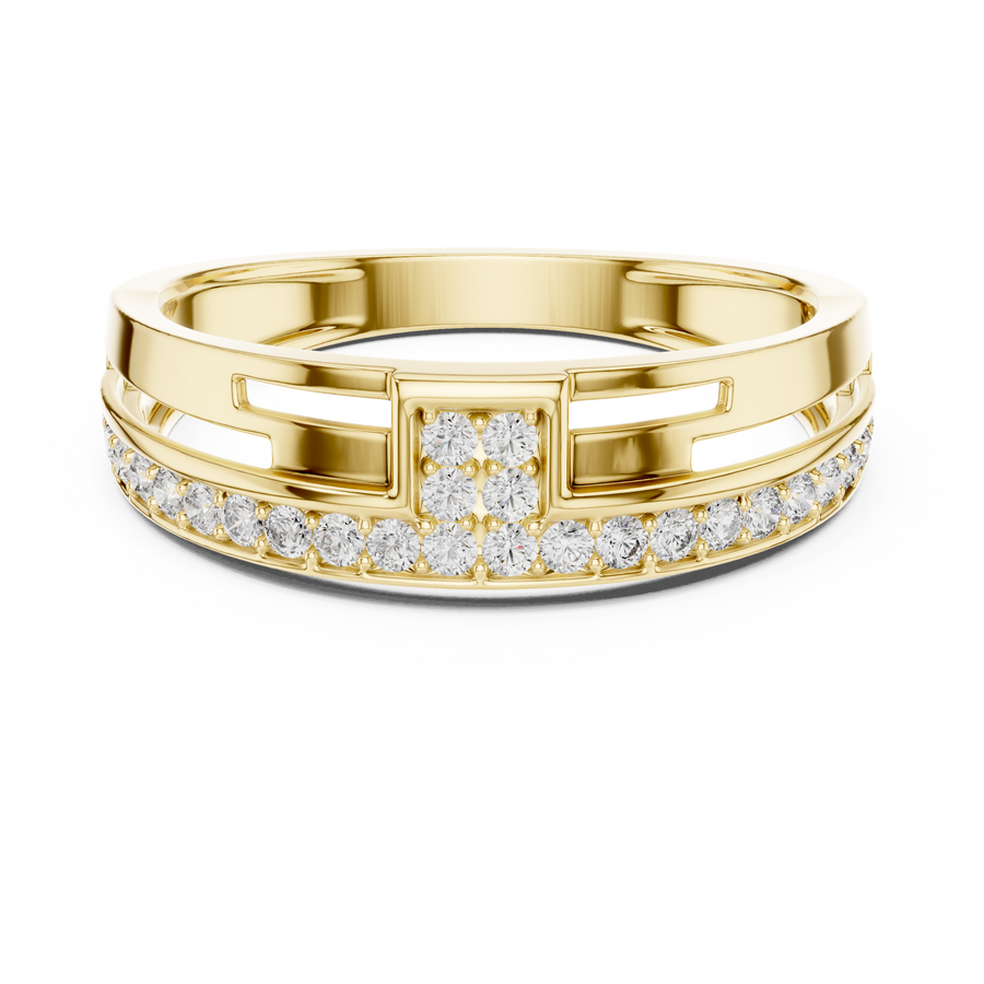 Cyravienne Linear Pavé Round Diamond Ring