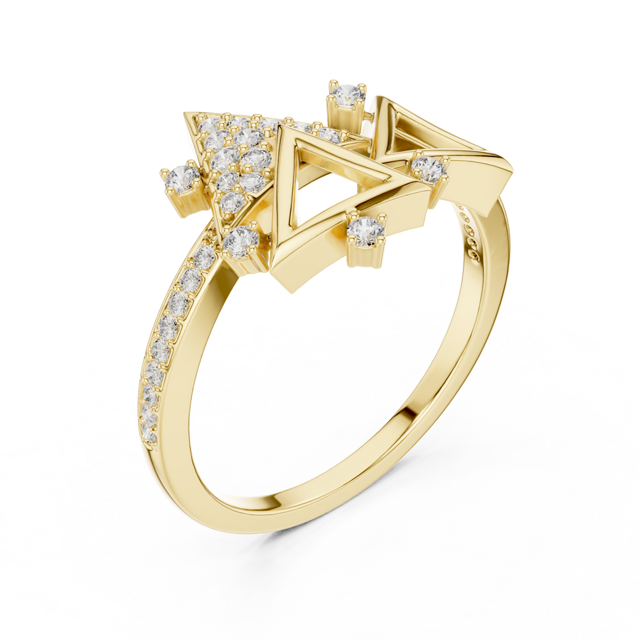 Elvarienne Geometric Round Diamond Ring