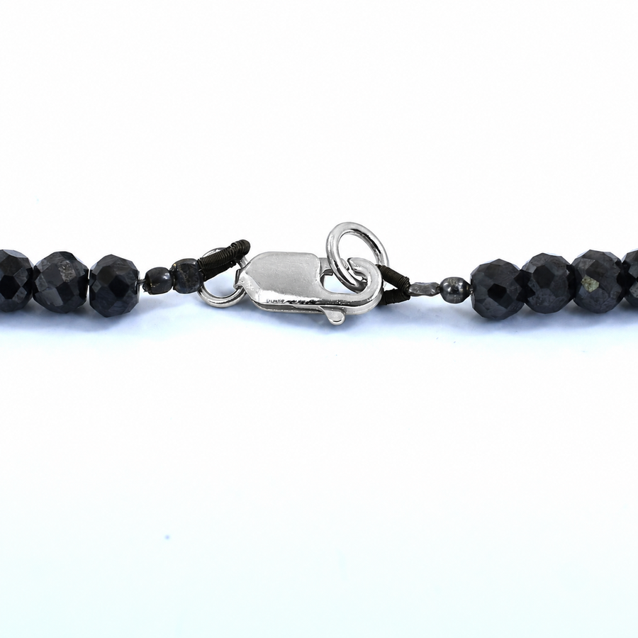 3 mm Black Diamond Beaded Necklace, 925 Sterling Silver, 16–36 Inches + Free Diamond Studs