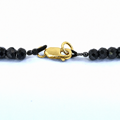 3 mm Black Diamond Beaded Necklace, 925 Sterling Silver, 16–36 Inches + Free Diamond Studs