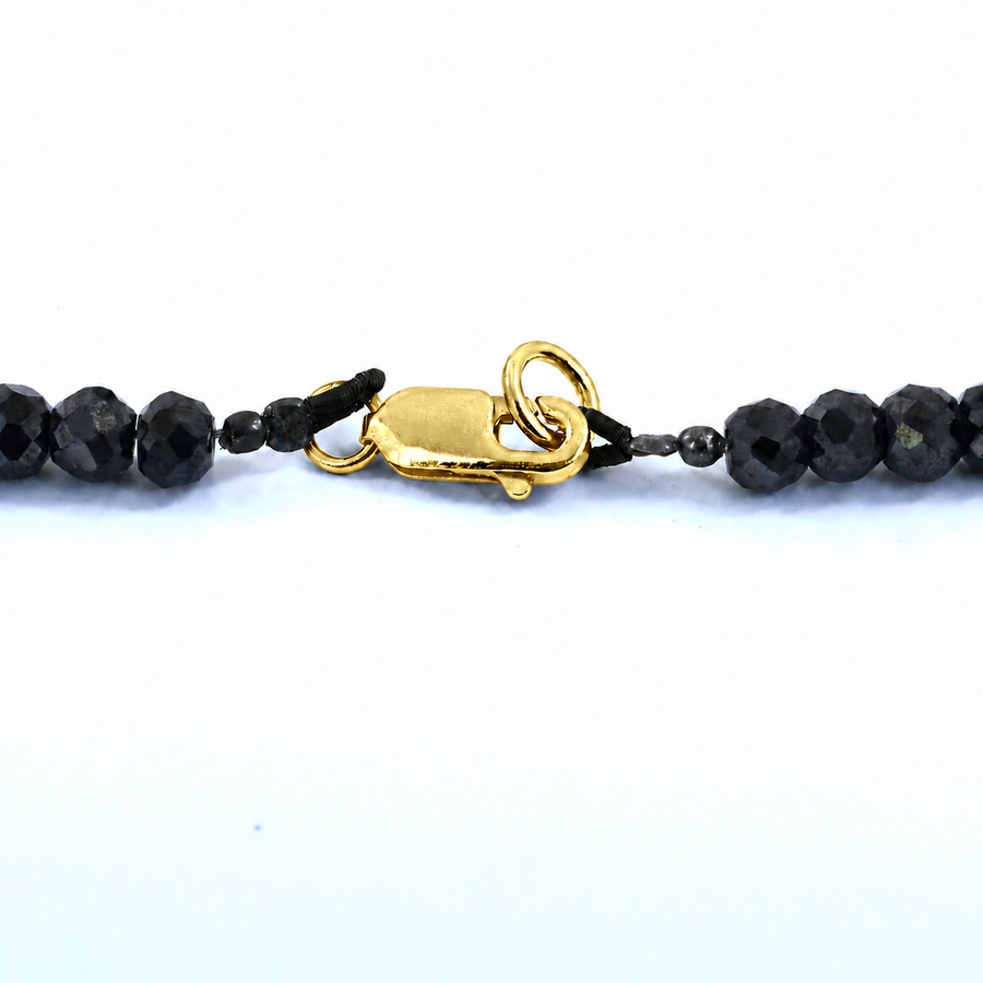 3 mm Black Diamond Beaded Necklace, 925 Sterling Silver, 16–36 Inches + Free Diamond Studs