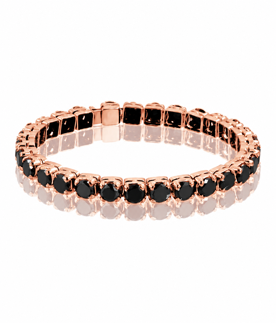 5 mm Black Diamond Tennis Bracelet in 925 Sterling Silver, 6–8.5 Inches