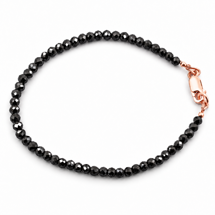 14 CT Black Diamond Beaded Bracelet, 2.80 mm Beads, 925 Sterling Silver, 6.5–8.5 Inches - ZeeDiamonds