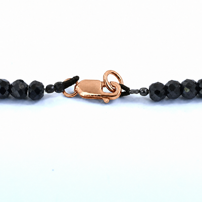 3 mm Black Diamond Beaded Necklace, 925 Sterling Silver, 16–36 Inches + Free Diamond Studs