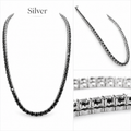 Men's 5–5.5 mm Black Diamond Tennis Necklace in 925 Sterling Silver, 18–24 Inches + Certified! Free Diamond Studs.