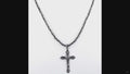 4 mm Black Diamond Beaded Necklace with Sterling Silver Cross Pendant, Unisex, 18–24 Inches + Free Diamond Studs