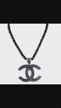 Derek Jeter Men's 7 mm Black Diamond Necklace with CC Pendant, 925 Sterling Silver, 18–24 Inches
