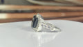 3 Ct Emerald Cut Black Diamond Solitaire Ring with White Signity Stones in 925 Sterling Silver Engagement Ring