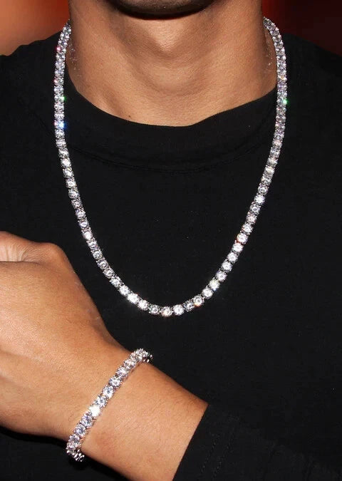 RARE 5mm 24 inches White Moissanite Tennis Necklace – 60 Cts Amazing Shine & Bling - ZeeDiamonds