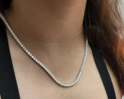 RARE 4mm 24 inches White Moissanite Tennis Necklace – 43 Cts Amazing Shine & Bling - ZeeDiamonds