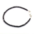 14 CT Black Diamond Beaded Bracelet, 2.80 mm Beads, 925 Sterling Silver, 6.5–8.5 Inches - ZeeDiamonds