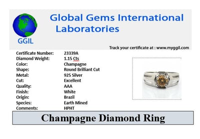 1-1.5 CT CHAMPAGNE DIAMOND SOLITAIRE RING IN 925 SILVER - ZeeDiamonds
