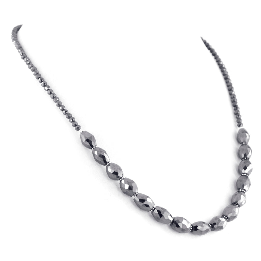 Designer Black Diamond Round and Fancy Drum Shape Beads Necklace - ZeeDiamonds