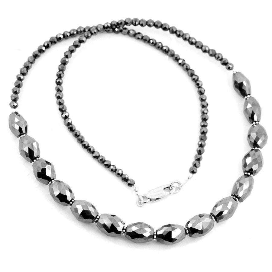 Designer Black Diamond Round and Fancy Drum Shape Beads Necklace - ZeeDiamonds