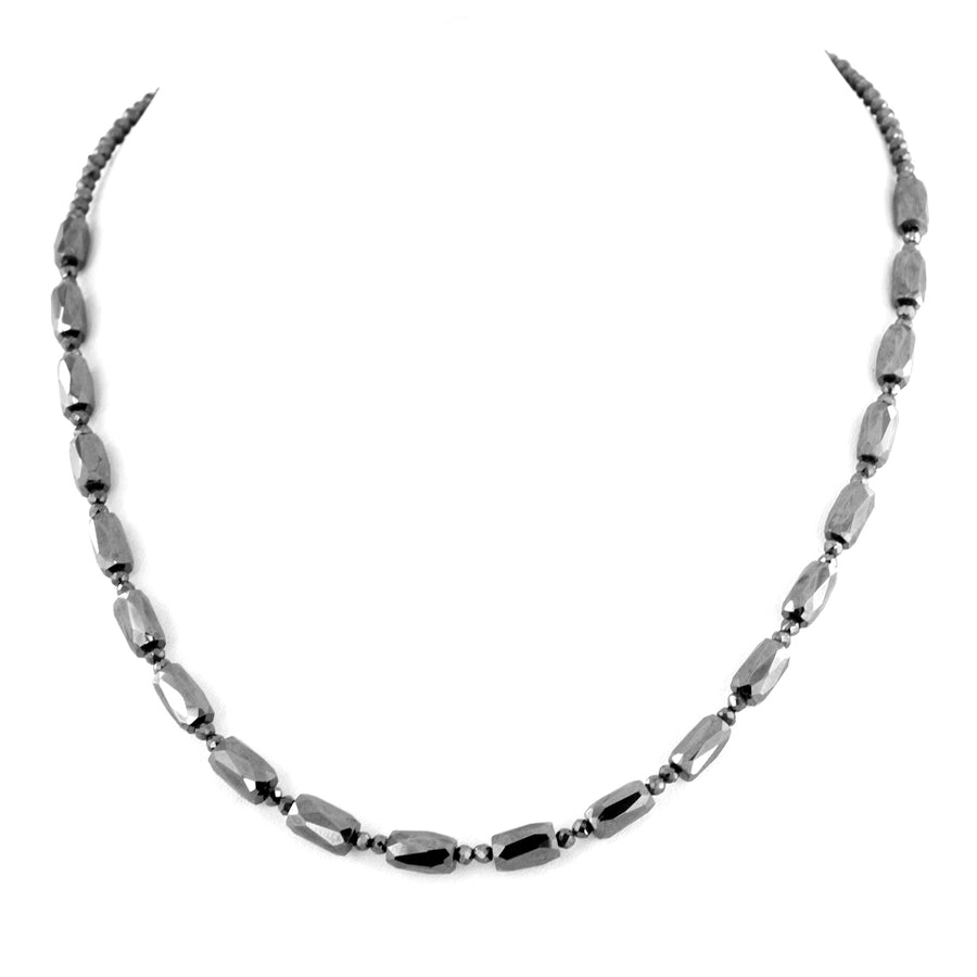 Designer 2 mm And Fancy Pipe Shape Black Diamond Beads Necklace - ZeeDiamonds