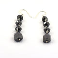 15.00 Ct, 6 mm Black Diamonds Dangler Silver Drop Earrings - ZeeDiamonds