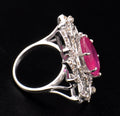 Designer Ruby Ring in Sterling Silver With Rose Cut Diamonds - ZeeDiamonds