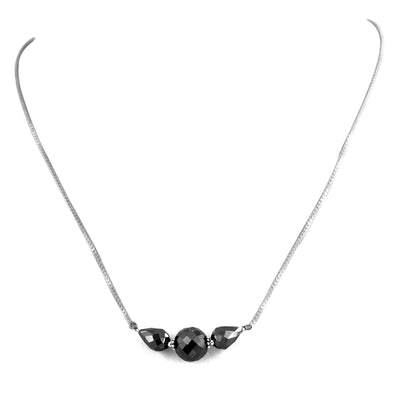 Elegant Black Diamond Sterling Silver Chain Necklace - ZeeDiamonds