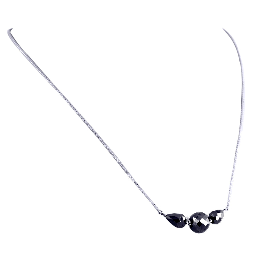 Elegant Black Diamond Sterling Silver Chain Necklace - ZeeDiamonds