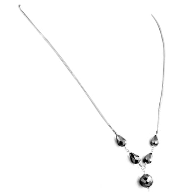 Black Diamond Sterling Silver Chain Necklace.AAA.Certified. - ZeeDiamonds