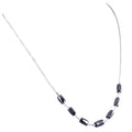 AAA Quality Pipe Shape Black Diamond Sterling Silver Chain Necklace - ZeeDiamonds