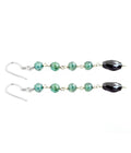 Long Drum Shape Black Diamond Dangler Earrings with Blue Diamond Beads - ZeeDiamonds