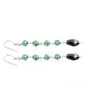 Long Drum Shape Black Diamond Dangler Earrings with Blue Diamond Beads - ZeeDiamonds