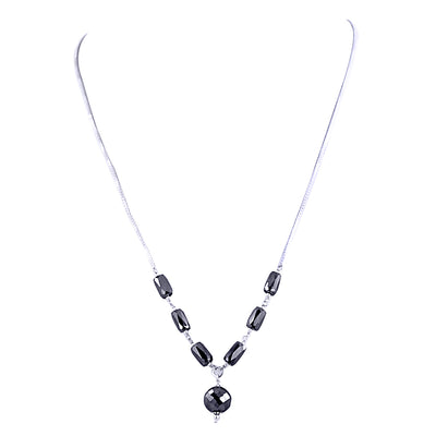 AAA Quality Round And Pipe Shape Black Diamond Beads Chain Necklace - ZeeDiamonds
