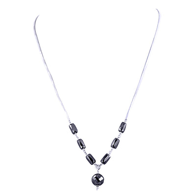 AAA Quality Round And Pipe Shape Black Diamond Beads Chain Necklace - ZeeDiamonds