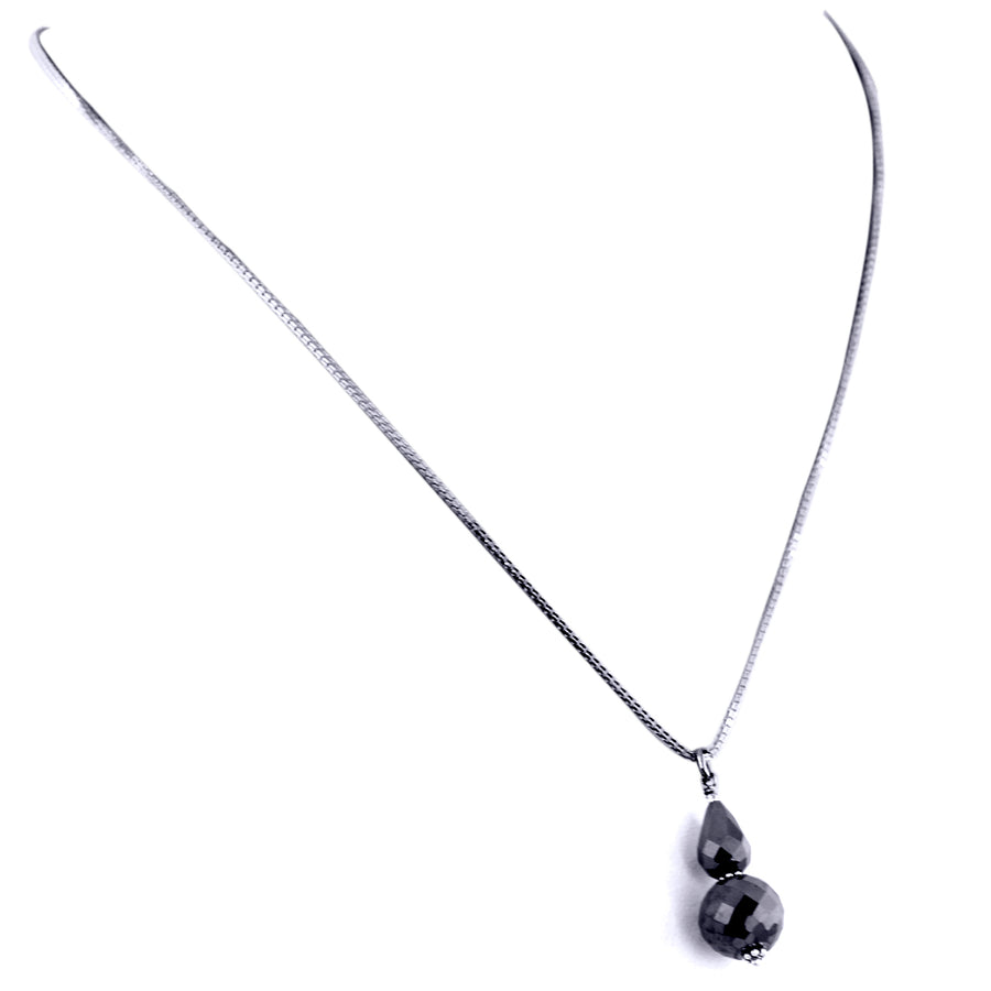 AAA Quality 10mm Round Black Diamond Beads Necklace.AAA. - ZeeDiamonds