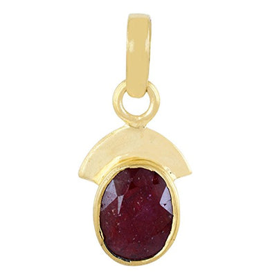 5.20 Ratti Ruby Gemstone Fancy Designer Pendant in Panchdhatu - ZeeDiamonds