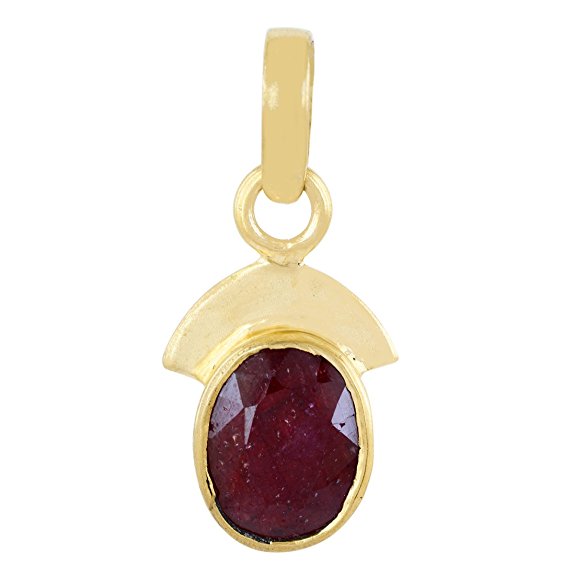 5.20 Ratti Ruby Gemstone Fancy Designer Pendant in Panchdhatu - ZeeDiamonds