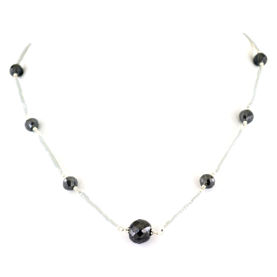 5 mm Black Diamond Sterling Silver Chain Necklace Designed for Everyday - ZeeDiamonds
